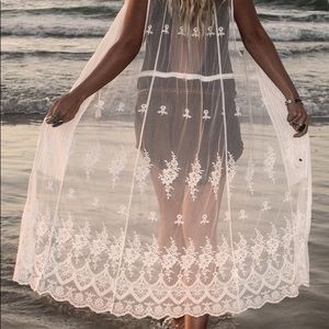 Spell lace duster maxi vest